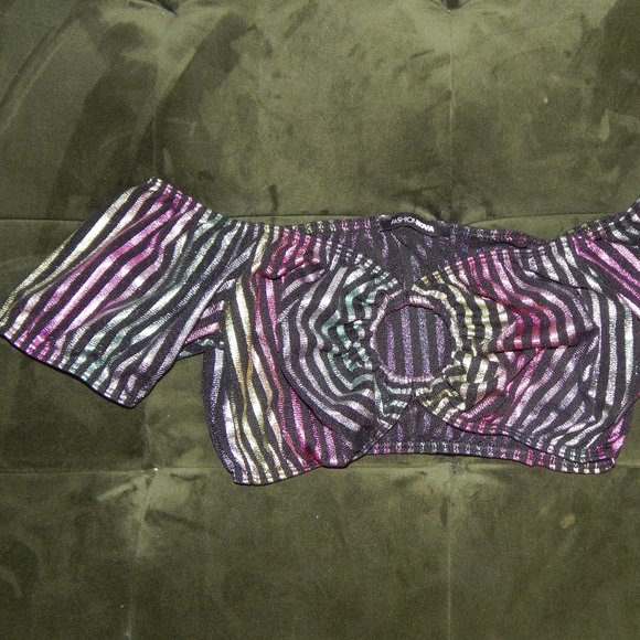 Black Rainbow Metallic Crop Top - Picture 4 of 4